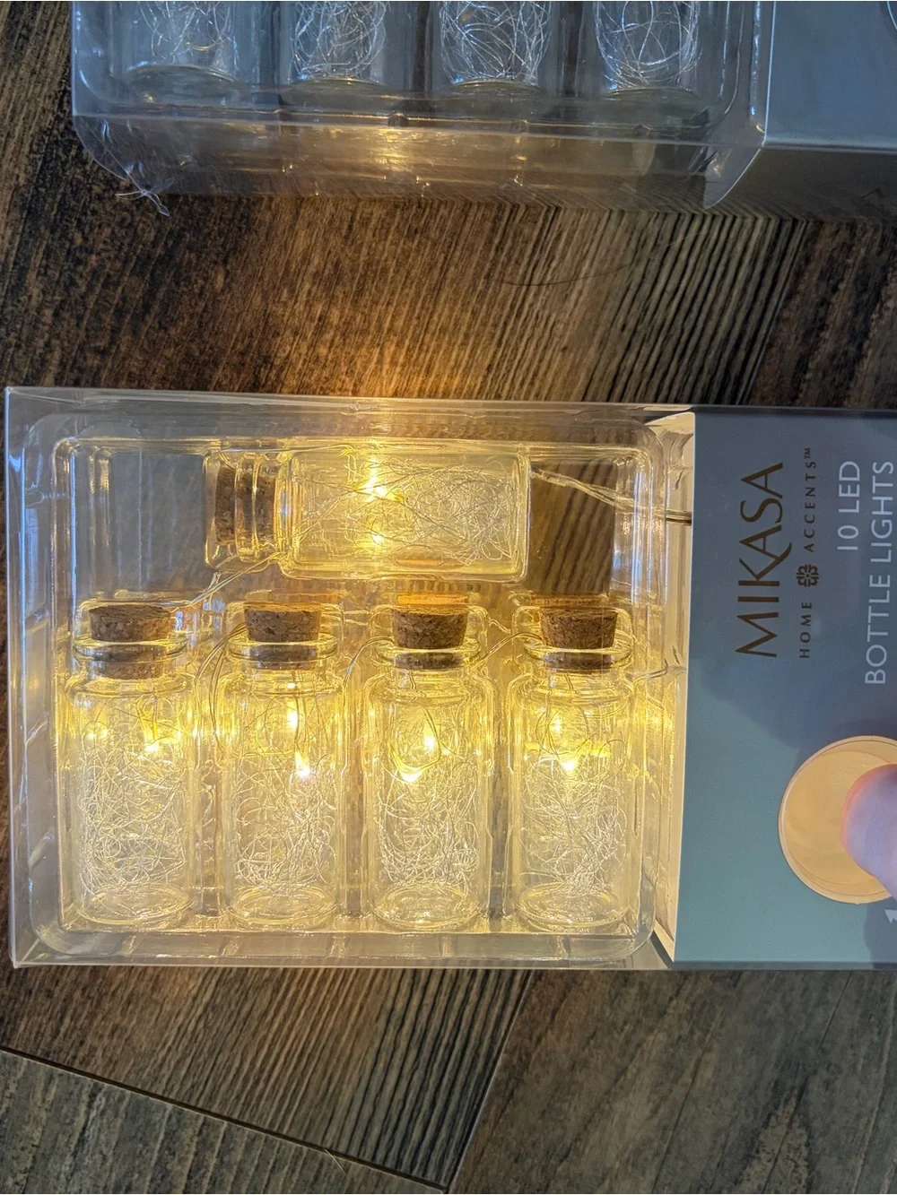 Mikasa Clear Glass Mini Bottle LED String Lights with Cork Tops; set of three